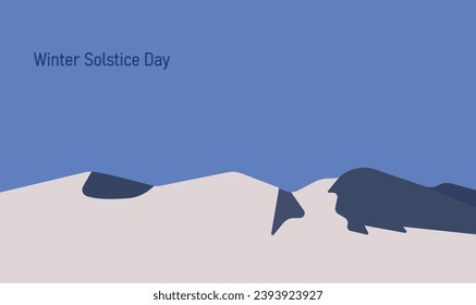 Vector illustration of The longest night in the year. Winter solstice day in December the 21. Greeting card design template.