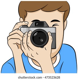 vector illustration of a look directly into the camera of a photographer