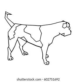 vector illustration of a looking away american bulldog outlined silhouette