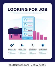 Vector illustration of looking for jobs and opportunities to next step in challenge your career. Discover and grow your next career. Can use for ads, poster, campaign, website, apps, social media