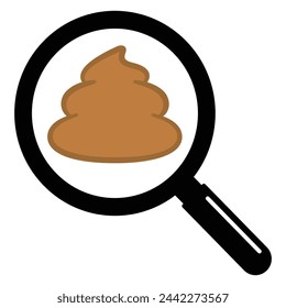 Ilustración vectorial de mirar a través de la caca con una lupa