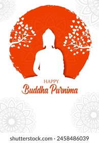 vector illustration of Lord Buddha meditating on Buddh Purnima religious Holiday festival background