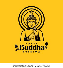 vector illustration of Lord Buddha meditating on Buddh Purnima religious Holiday festival background