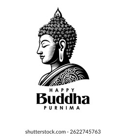 vector illustration of Lord Buddha meditating on Buddh Purnima religious Holiday festival background