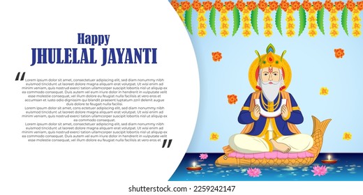 Vector illustration for Lord Cheti Chand Jhulelal Jayanti Sindhi Hindu god