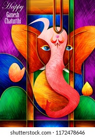 vector illustration of Lord Ganapati for Happy Ganesh Chaturthi festival background