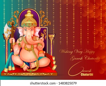 vector illustration of Lord Ganapati for Happy Ganesh Chaturthi festival religious banner background