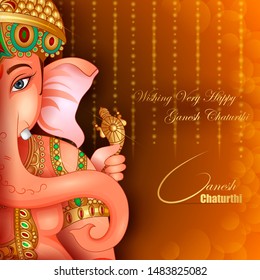 vector illustration of Lord Ganapati for Happy Ganesh Chaturthi festival religious banner background