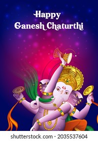 vector illustration of Lord Ganapati for Happy Ganesh Chaturthi festival religious banner background