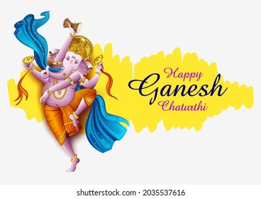 vector illustration of Lord Ganapati for Happy Ganesh Chaturthi festival religious banner background