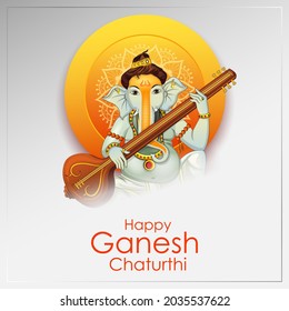 vector illustration of Lord Ganapati for Happy Ganesh Chaturthi festival religious banner background