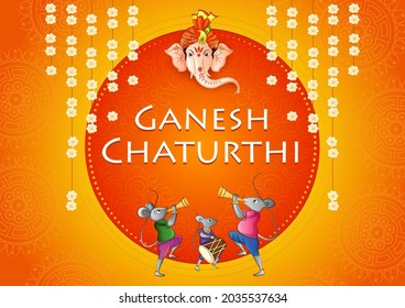 vector illustration of Lord Ganapati for Happy Ganesh Chaturthi festival religious banner background