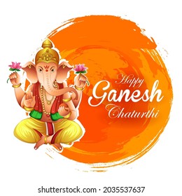 vector illustration of Lord Ganapati for Happy Ganesh Chaturthi festival religious banner background