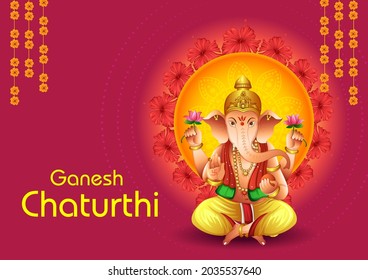 vector illustration of Lord Ganapati for Happy Ganesh Chaturthi festival religious banner background