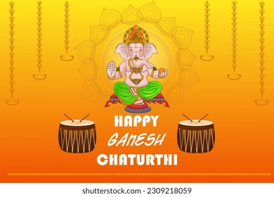 vector illustration of Lord Ganapati for Happy Ganesh Chaturthi festival religious banner background