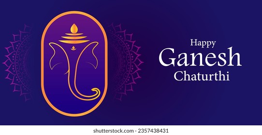 vector illustration of Lord Ganapati for Happy Ganesh Chaturthi festival religious banner background