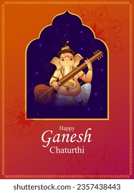 vector illustration of Lord Ganapati for Happy Ganesh Chaturthi festival religious banner background