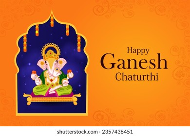vector illustration of Lord Ganapati for Happy Ganesh Chaturthi festival religious banner background