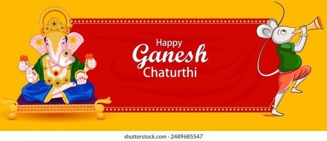 vector illustration of Lord Ganapati for Happy Ganesh Chaturthi Indian festival religious banner background