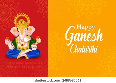 vector illustration of Lord Ganapati for Happy Ganesh Chaturthi Indian festival religious banner background