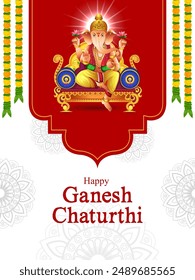 vector illustration of Lord Ganapati for Happy Ganesh Chaturthi Indian festival religious banner background