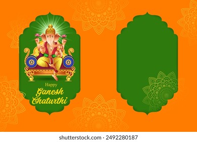 vector illustration of Lord Ganapati for Happy Ganesh Chaturthi Indian festival religious banner background