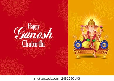 vector illustration of Lord Ganapati for Happy Ganesh Chaturthi Indian festival religious banner background