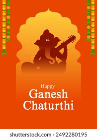 vector illustration of Lord Ganapati for Happy Ganesh Chaturthi Indian festival religious banner background