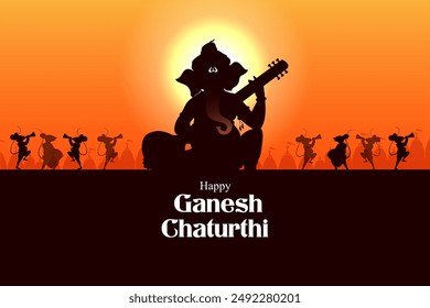 vector illustration of Lord Ganapati for Happy Ganesh Chaturthi Indian festival religious banner background