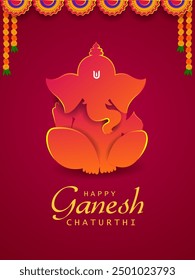 Ilustración vectorial del Señor Ganapati para el feliz fondo del Anuncio religioso del festival Ganesh Chaturthi