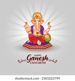 vector illustration of Lord Ganapati for Happy Ganesh Chaturthi festival religious banner background