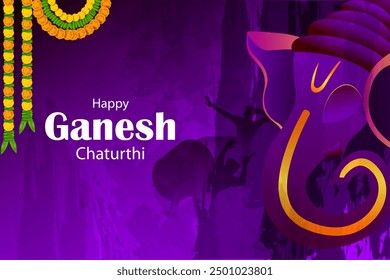 vector illustration of Lord Ganapati for Happy Ganesh Chaturthi festival religious banner background