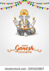 vector illustration of Lord Ganapati for Happy Ganesh Chaturthi festival religious banner background