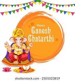 vector illustration of Lord Ganapati for Happy Ganesh Chaturthi festival religious banner background