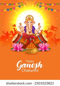 vector illustration of Lord Ganapati for Happy Ganesh Chaturthi festival religious banner background