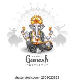 vector illustration of Lord Ganapati for Happy Ganesh Chaturthi festival religious banner background