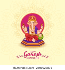 vector illustration of Lord Ganapati for Happy Ganesh Chaturthi festival religious banner background