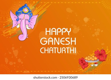 vector illustration of Lord Ganapati for Happy Ganesh Chaturthi festival religious banner background