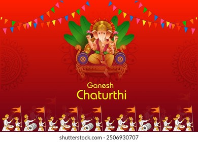 vector illustration of Lord Ganapati for Happy Ganesh Chaturthi festival religious banner background