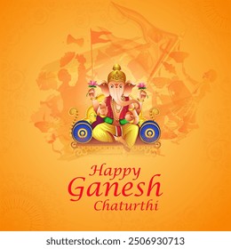 vector illustration of Lord Ganapati for Happy Ganesh Chaturthi festival religious banner background