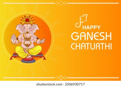 vector illustration of Lord Ganapati for Happy Ganesh Chaturthi festival religious banner background