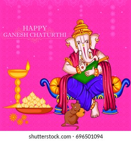 vector illustration of Lord Ganapati for Happy Ganesh Chaturthi festival background
