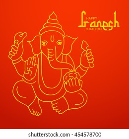 Vector illustration of Lord Ganesh for Ganesh Chaturthi  in red background.