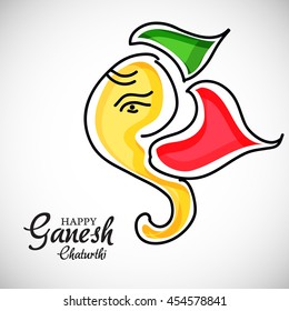 Vector illustration of Lord Ganesh Face for Ganesh Chaturthi.
