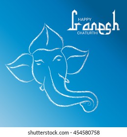 Vector illustration of Lord Ganesh Face for Ganesh Chaturthi in Blue background.