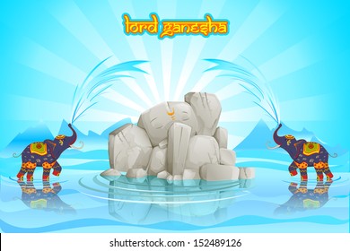 vector illustration of Lord Ganesha with decorated elephant