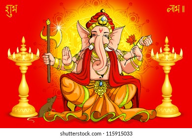 vector illustration of Lord Ganesha for Deepawali