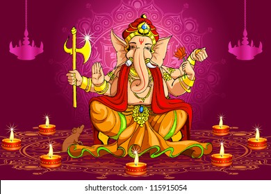 vector illustration of Lord Ganesha for Deepawali