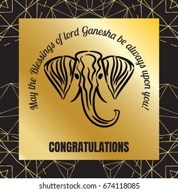 Vector illustration of Lord Ganesha for Ganpati Chaturthi. Background, poster or postcard. For Design