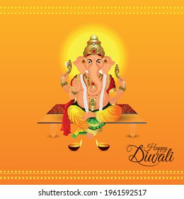 Vector illustration of lord ganesha for happy diwali celebration greeting card